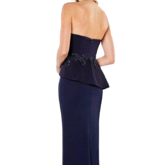 NWT Montage by Mon Cheri 221974 Crepe & Beading Evening Dress Taupe Size 12 - Picture 3 of 6